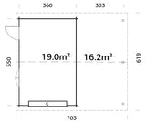 Roger (6,7x5,7m | 19+16,2m2 | 44mm) Single Garage with Single Carport (Sectional Door) - Palmako UK