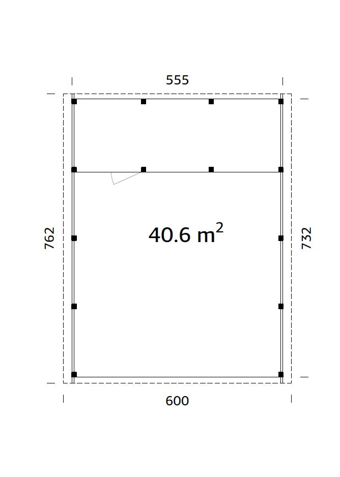 Karl XL+ (5,6x7,3m | 40,6m2 | 120x120mm) Carport with Shed for Two Cars