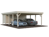 Karl XL+ (5,6x7,3m | 40,6m2 | 120x120mm) Carport with Shed for Two Cars