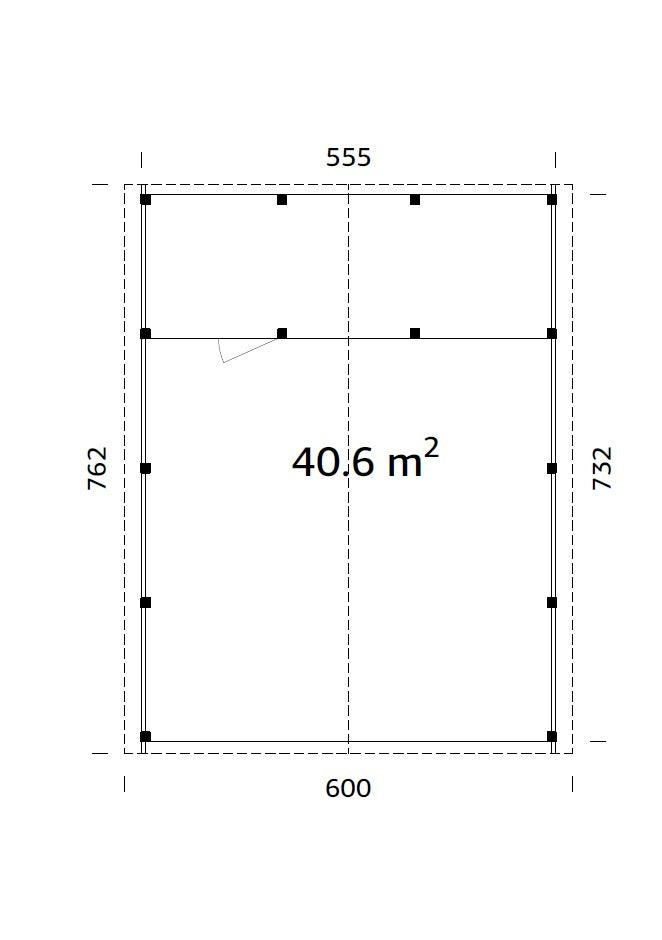 Robert XL+ (5,6x3,6m | 40,6m2 | 120x120mm) Two Car Carport with Shed