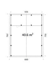 Robert XL+ (5,6x3,6m | 40,6m2 | 120x120mm) Two Car Carport with Shed