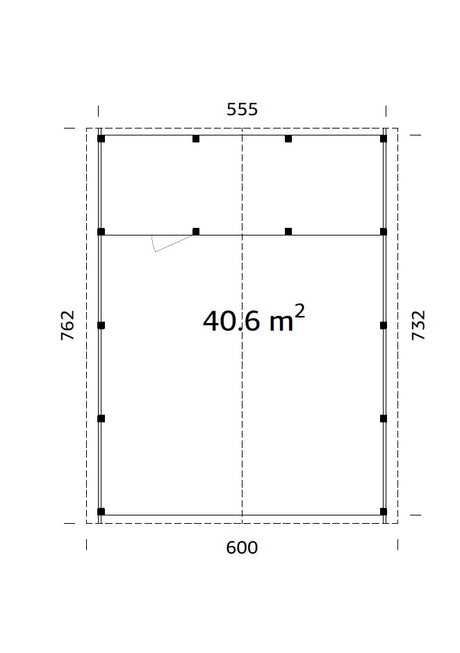 Robert XL+ (5,6x3,6m | 40,6m2 | 120x120mm) Two Car Carport with Shed