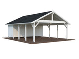 Robert XL+ (5,6x3,6m | 40,6m2 | 120x120mm) Two Car Carport with Shed - Palmako UK