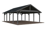 Robert XL (5,6x7,3m | 40,6m2 | 120x120mm)  Apex Roof Carport for Two Cars