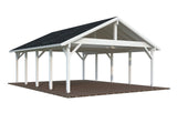 Robert XL (5,6x7,3m | 40,6m2 | 120x120mm)  Apex Roof Carport for Two Cars - Palmako UK