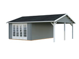 Irene M+ (6,7x5,7m | 19,0+16,2m2 | 44mm) Summer House with Side Canopy or Carport - Palmako UK