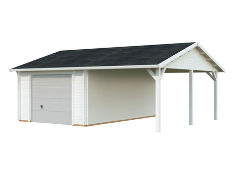 Roger (6,7x5,7m | 19+16,2m2 | 44mm) Log Garage with Sectional Door