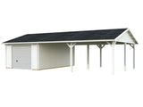 Roger (9,8x5,7m | 19m2+33.2m2 | 44mm) Garage with Double Carport (Sectional Door) - Palmako UK