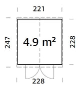 Elias S (2,2x2,3m|4,9m2|16mm ) Compact Wooden Storage Shed with High-Level Clerestory Windows