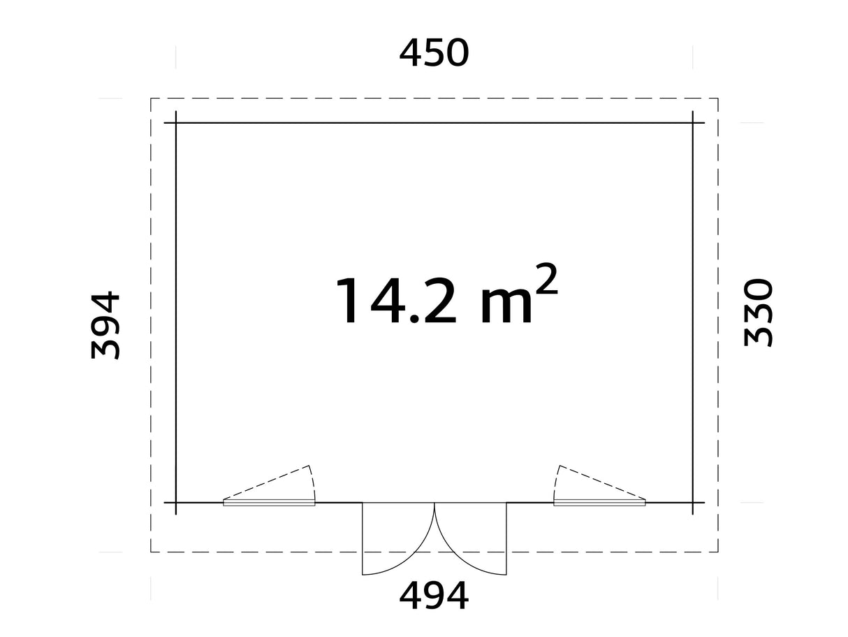 Lisandra M (4,7x3,5m|14,2m2|44mm ) Garden Room with Aluminium Doors and Windows