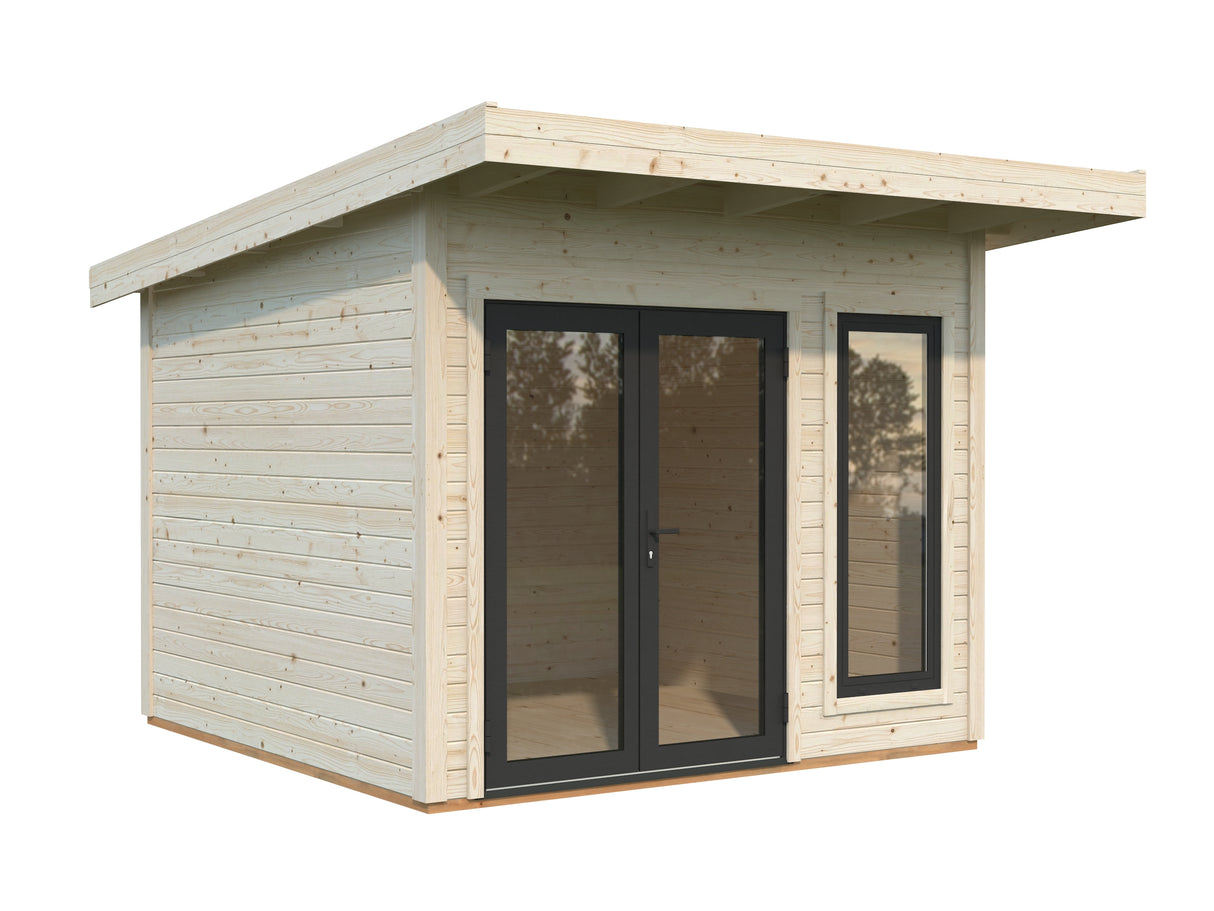Aurelia XS (3x3m|8,4m2|44mm) Compact Modern Garden Office with Aluminium Doors and Windows