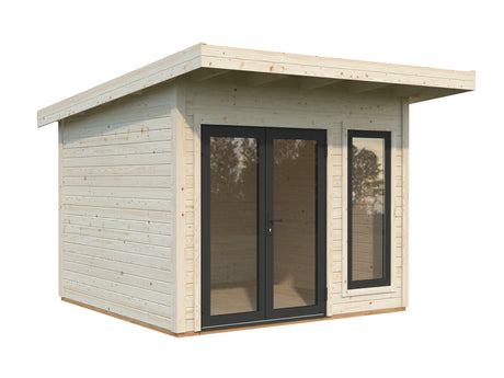 Aurelia XS (3x3m|8,4m2|44mm) Compact Modern Garden Office with Aluminium Doors and Windows
