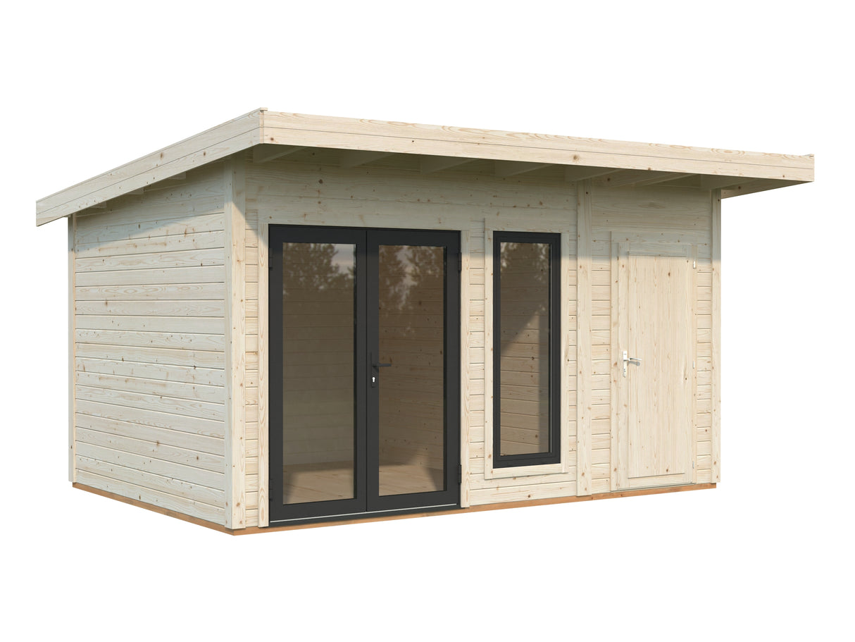 Aurelia S (4,4x3m|12,4m2|44mm ) Compact Garden Room with Side Shed