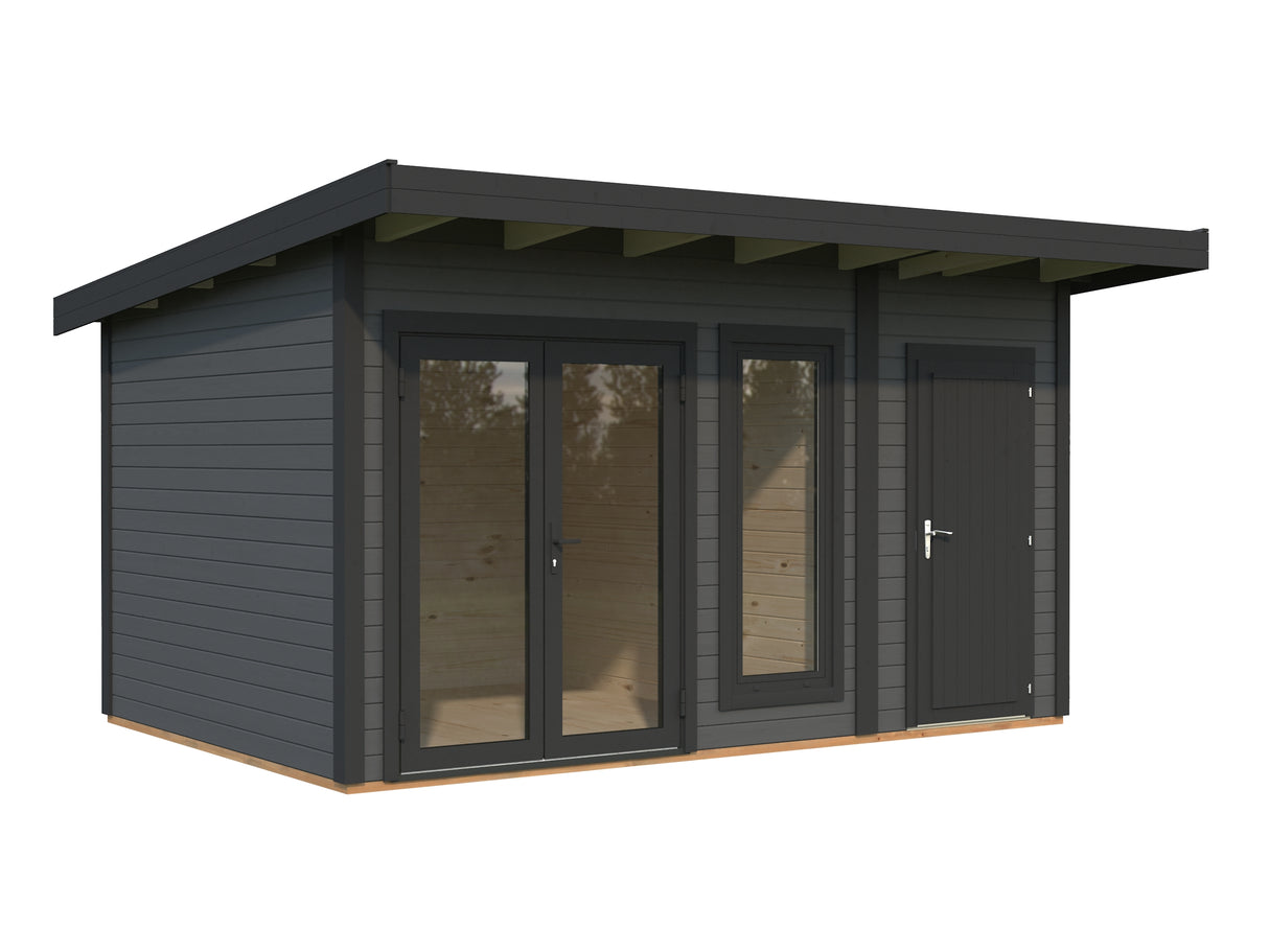 Aurelia S (4,4x3m|12,4m2|44mm ) Compact Garden Room with Side Shed