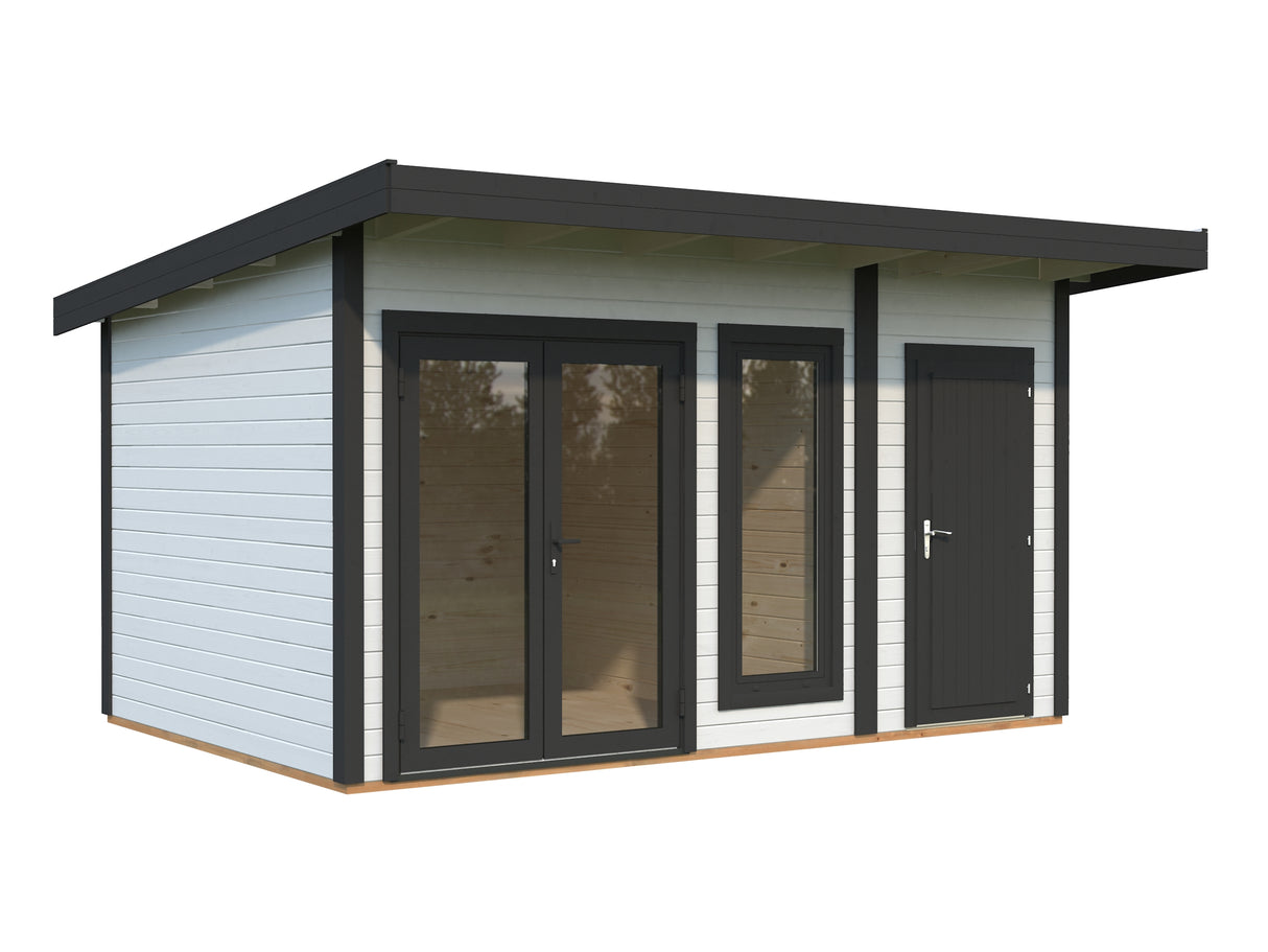 Aurelia S (4,4x3m|12,4m2|44mm ) Compact Garden Room with Side Shed
