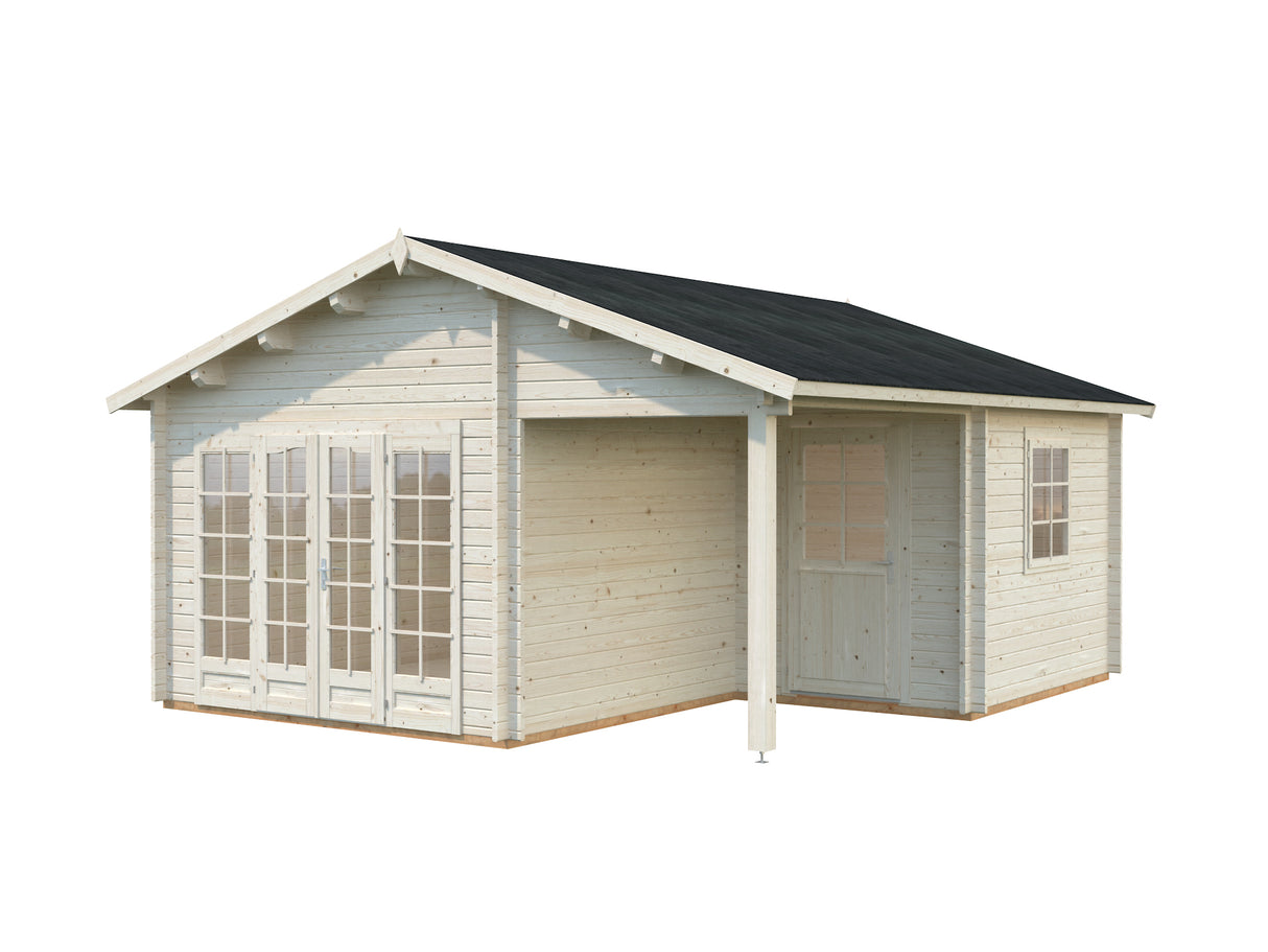 Irene XL (5.3x5.7m | 21.9+5.2m2 | 44mm) Summer House Log Cabin with Porch