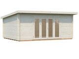 Lea L (5.5x4m | 19.4m2 | 44mm) Pent Roof Garden Room with Bi-Fold Doors