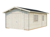 Roger XS (3.8x5.7m | 19m2 | 44mm) Compact Timber Log Garage with Wooden Doors - Palmako UK
