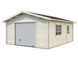 Roger S (4.7x5.7m | 23.9m2 | 44mm) Log Garage with Sectional Door - Palmako UK