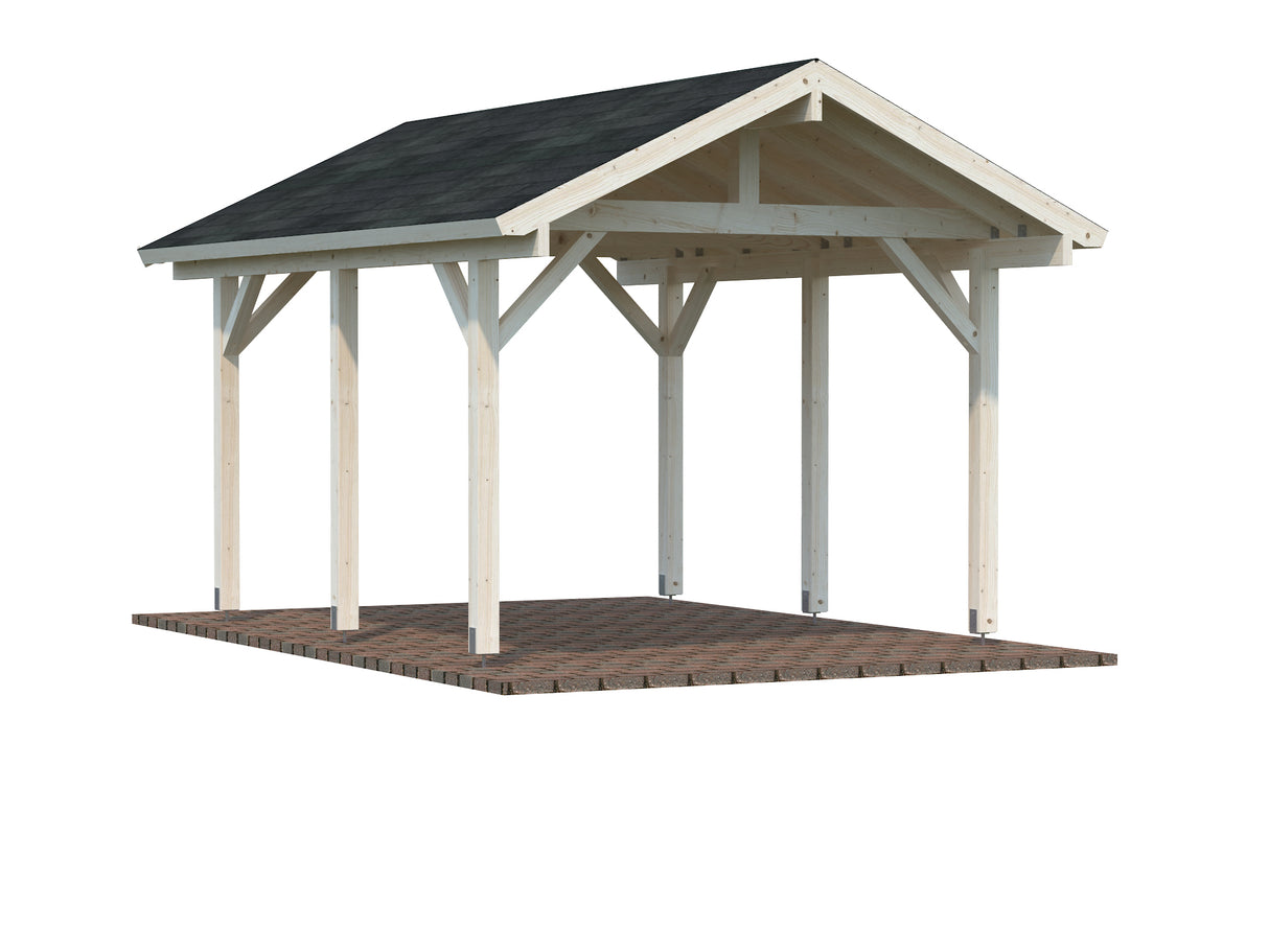 Robert S (3.2x3.7m | 11.7m2) Pitched Roof Timber Carport or Garden Pavilion