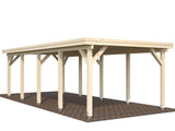 Karl L (3.6x7.6m | 23.1m2) Flat Roof Timber Single Car Carport or Garden Pavilion - Palmako UK