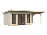 Aurelia M+ (7,5x3m|12,7+7,9m2|44mm ) Modern Pent Roof Garden Room with Canopy
