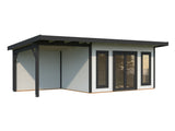 Aurelia M+ (7,5x3m|12,7+7,9m2|44mm ) Modern Pent Roof Garden Room with Canopy