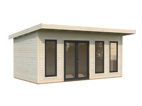 Aurelia L (5,3x3m|15,2m2|44mm ) Modern Garden Office with Aluminium Doors and Windows