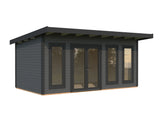 Aurelia L (5,3x3m|15,2m2|44mm ) Modern Garden Office with Aluminium Doors and Windows