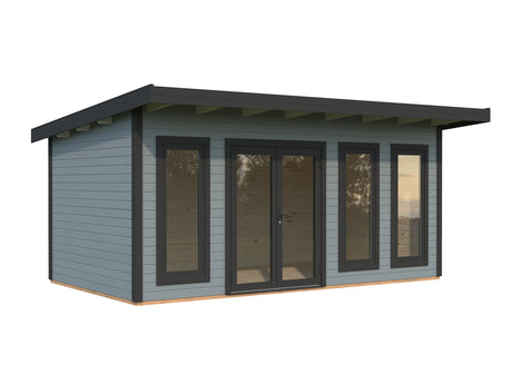Aurelia L (5,3x3m|15,2m2|44mm ) Modern Garden Office with Aluminium Doors and Windows