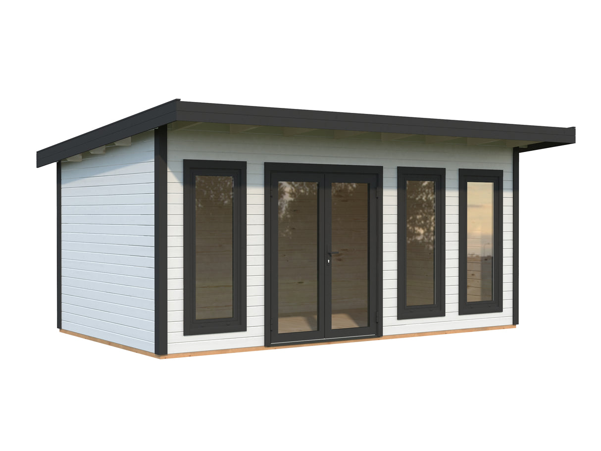 Aurelia L (5,3x3m|15,2m2|44mm ) Modern Garden Office with Aluminium Doors and Windows