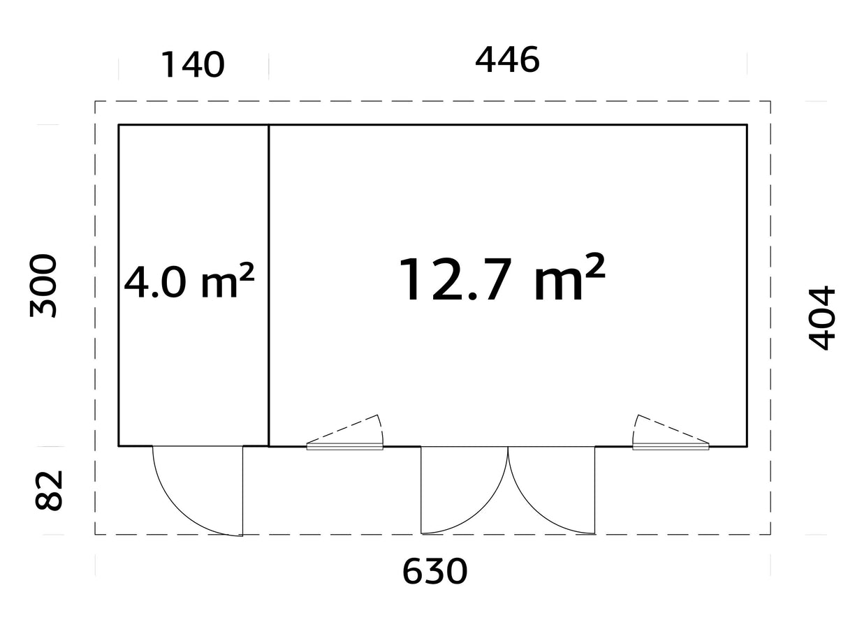 Aurelia XL (5,9x3m|16,7m2|44mm ) Modern Garden Room with Tool Shed