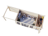 Aurelia XL+(8,9x3m|16,7+7,9m2|44mm ) Flat Roof Log Cabin with Canopy and Side Shed