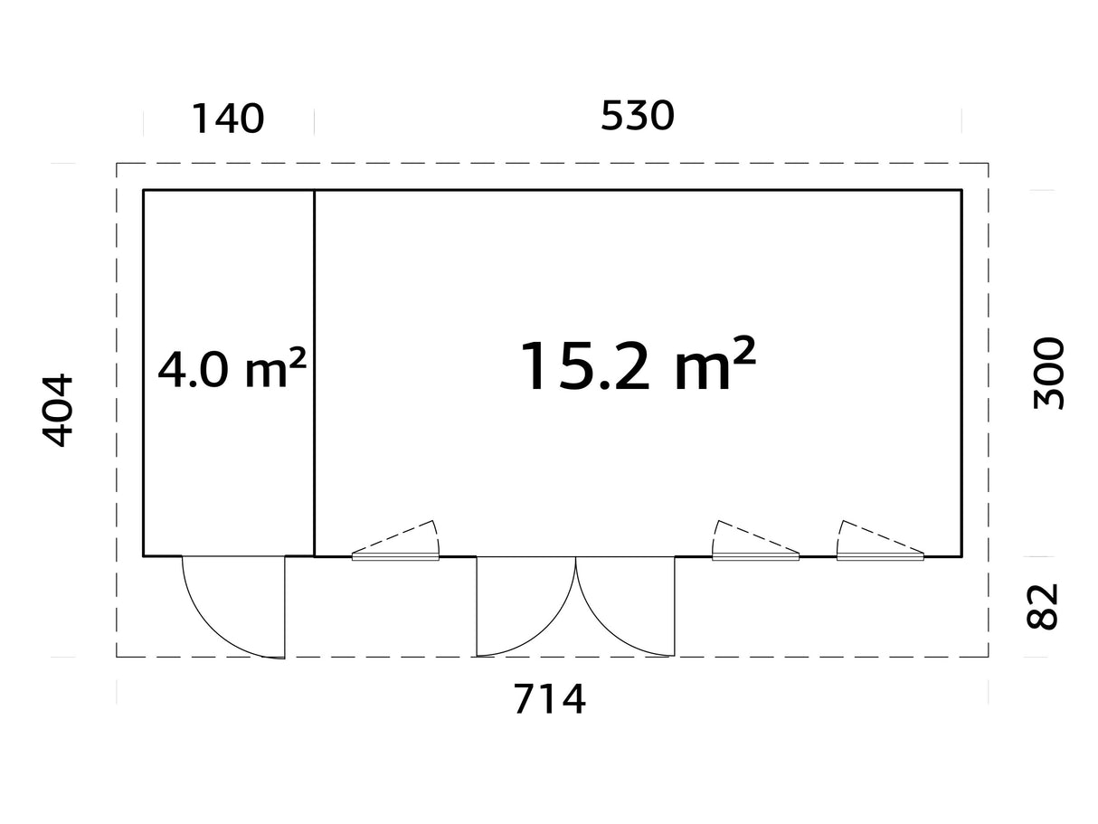 Aurelia XXL (6,7x3m|19,2m2|44mm ) Pent Roof Garden Room with Side Shed