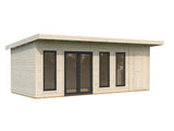 Aurelia XXL (6,7x3m|19,2m2|44mm ) Pent Roof Garden Room with Side Shed