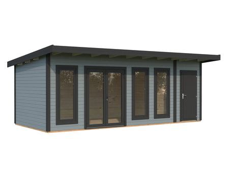 Aurelia XXL (6,7x3m|19,2m2|44mm ) Pent Roof Garden Room with Side Shed