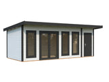 Aurelia XXL (6,7x3m|19,2m2|44mm ) Pent Roof Garden Room with Side Shed