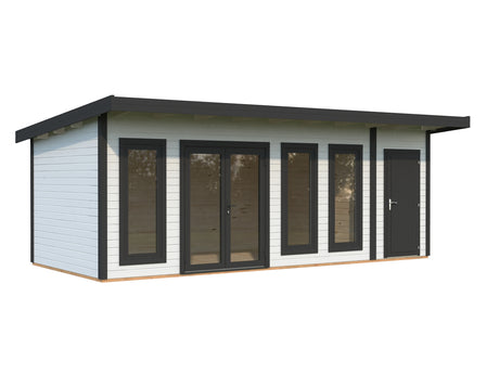 Aurelia XXL (6,7x3m|19,2m2|44mm ) Pent Roof Garden Room with Side Shed