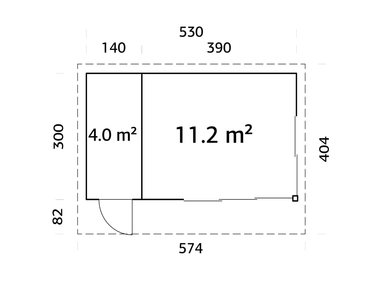 Andrea S+ (5,3x3m|15,2m2|44mm ) Compact Modern Log Cabin With Tool Shed