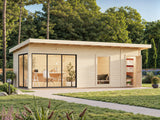 Andrea M+ (7,4x3m|21,1m2|44mm ) Modern Log Cabin with Side Shed - Palmako UK