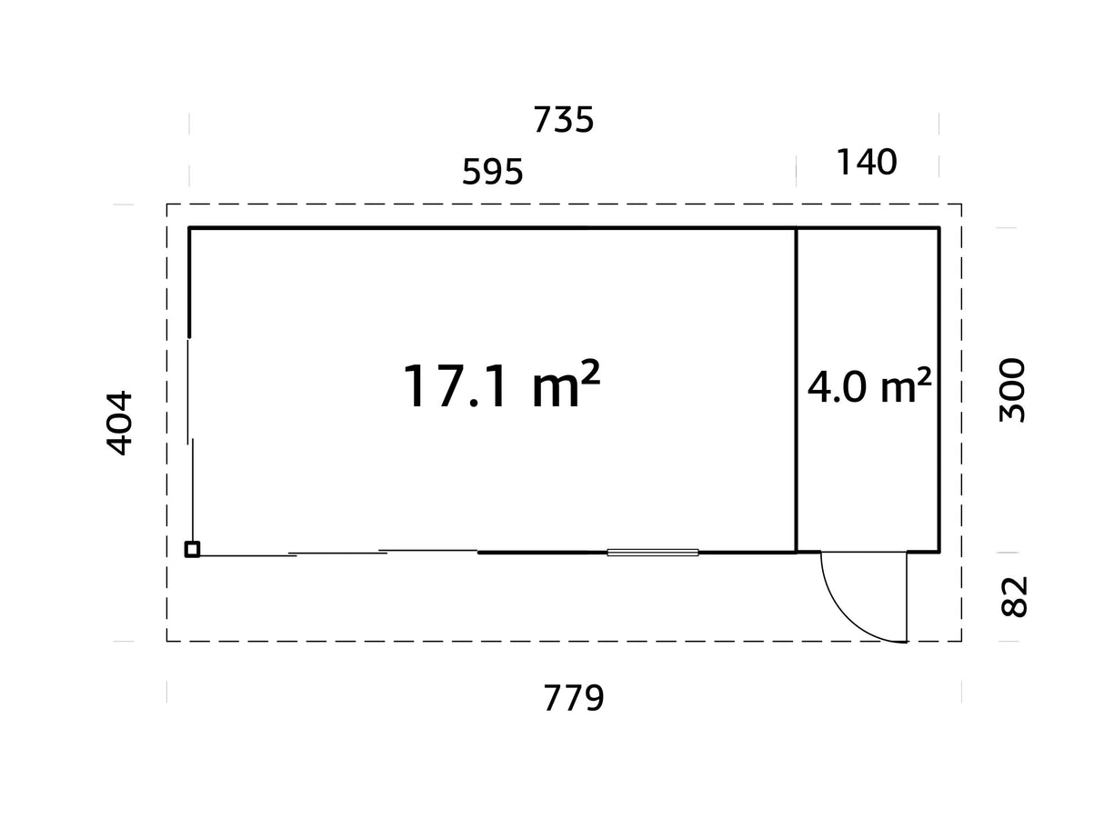 Andrea M+ (7,4x3m|21,1m2|44mm ) Modern Log Cabin with Side Shed