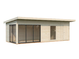 Andrea M+ (7,4x3m|21,1m2|44mm ) Modern Log Cabin with Side Shed - Palmako UK