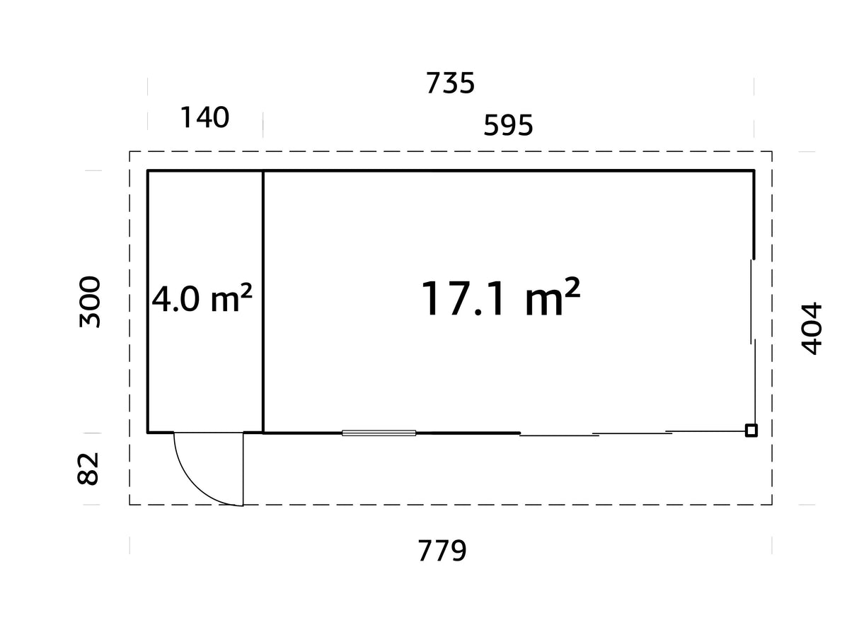 Andrea M+ (7,4x3m|21,1m2|44mm ) Modern Log Cabin with Side Shed