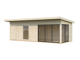 Andrea M+ (7,4x3m|21,1m2|44mm ) Modern Log Cabin with Side Shed - Palmako UK