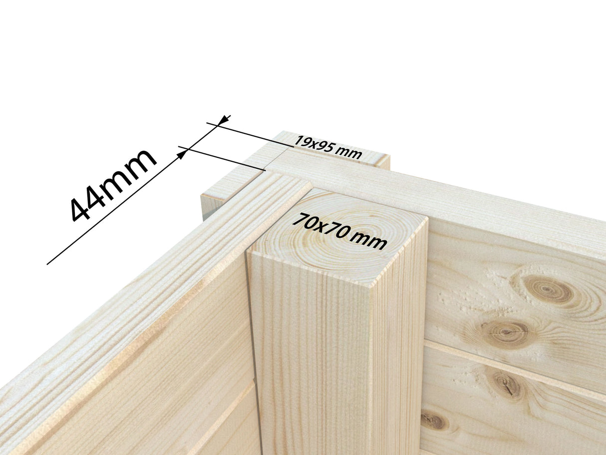 Andrea M+ (7,4x3m|21,1m2|44mm ) Modern Log Cabin with Side Shed