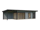 Andrea XL+ (10,4x3m|21,1+7,9m2|44mm ) Modern Garden House with Canopy and Side Shed - Palmako UK