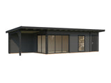 Andrea XL+ (10,4x3m|21,1+7,9m2|44mm ) Modern Garden House with Canopy and Side Shed