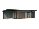Andrea XL+ (10,4x3m|21,1+7,9m2|44mm ) Modern Garden House with Canopy and Side Shed