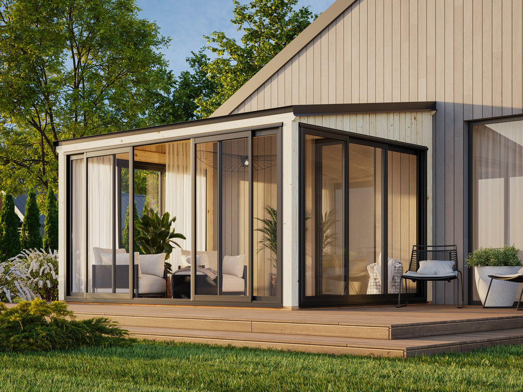 Lumi M (4,2x3m|11,6m2|120x120mm ) Glass Extension Attached Conservatory - Palmako UK