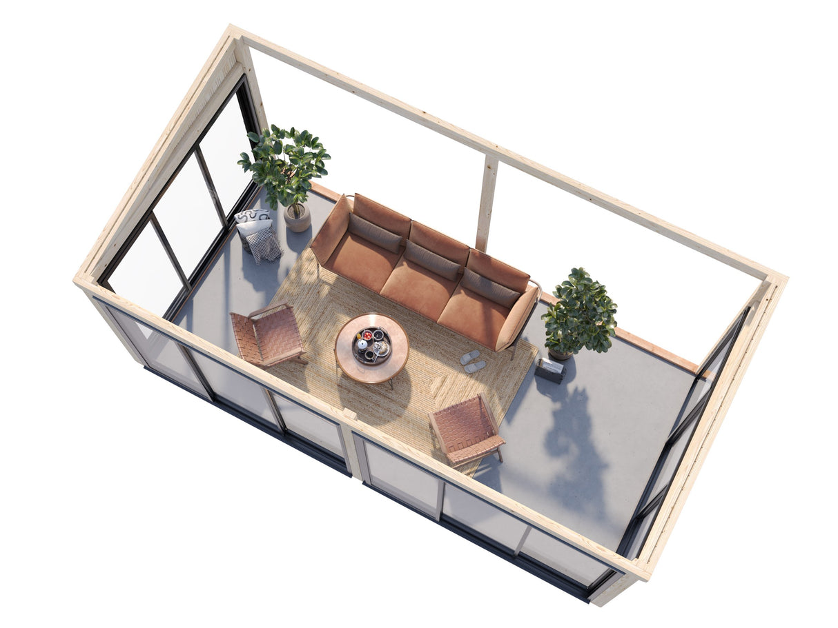 Lumi S (5,8x3m|16,2m2|120x120mm ) Modern House-Attached Conservatory